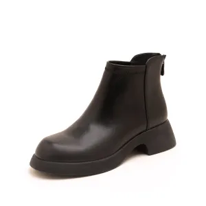 Black cowhide women's leather boots