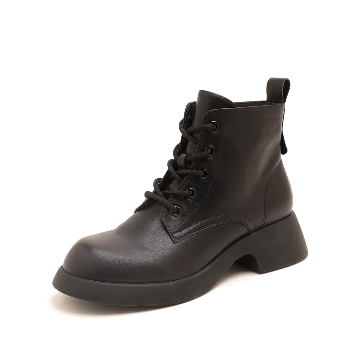 Black cowhide women's leather boots