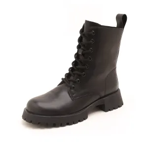 Black leather women's leather boots