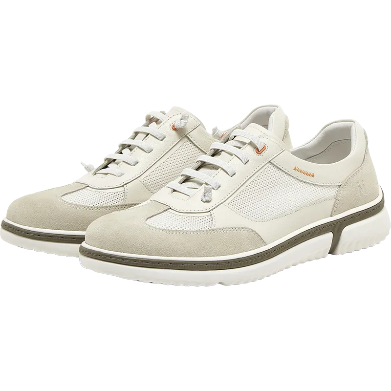 Cow split leather/textile/cow leather men's casual shoes