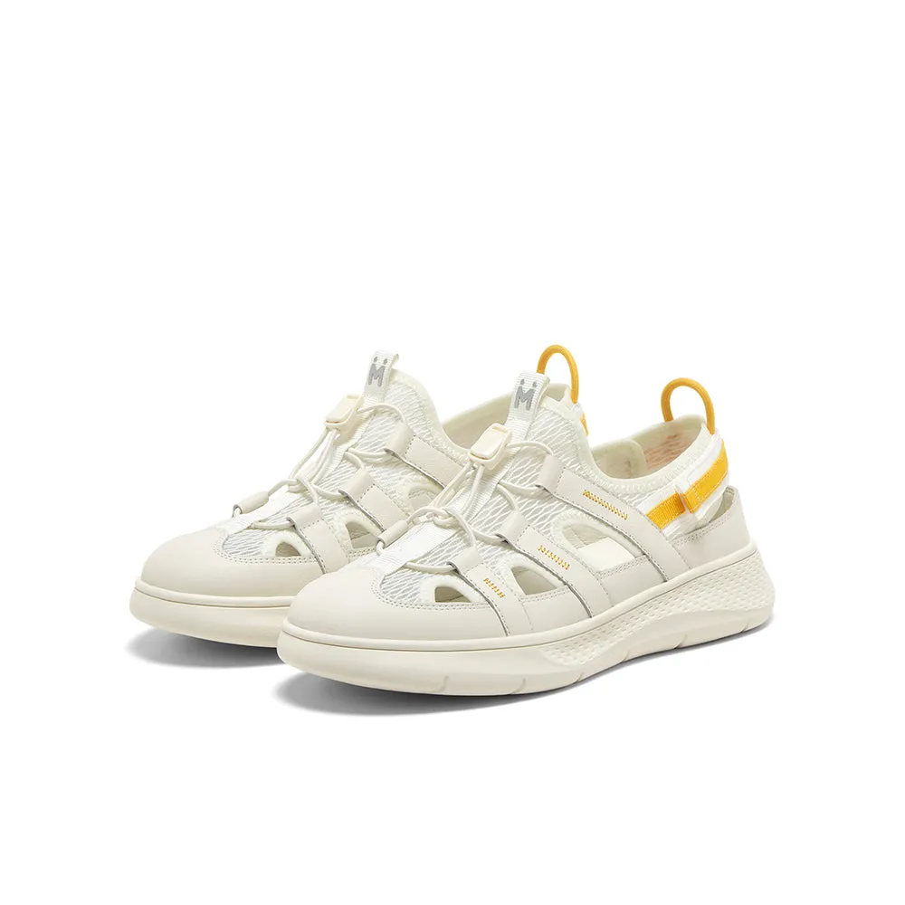 Cowhide leather/textile women's casual shoes