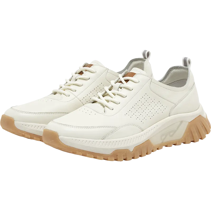 Cowhide/synthetic leather men's casual shoes