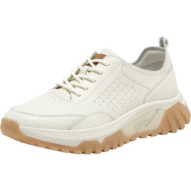 Cowhide/synthetic leather men's casual shoes