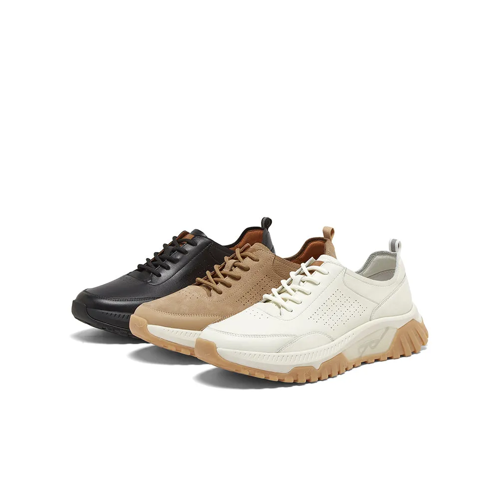Cowhide/synthetic leather men's casual shoes