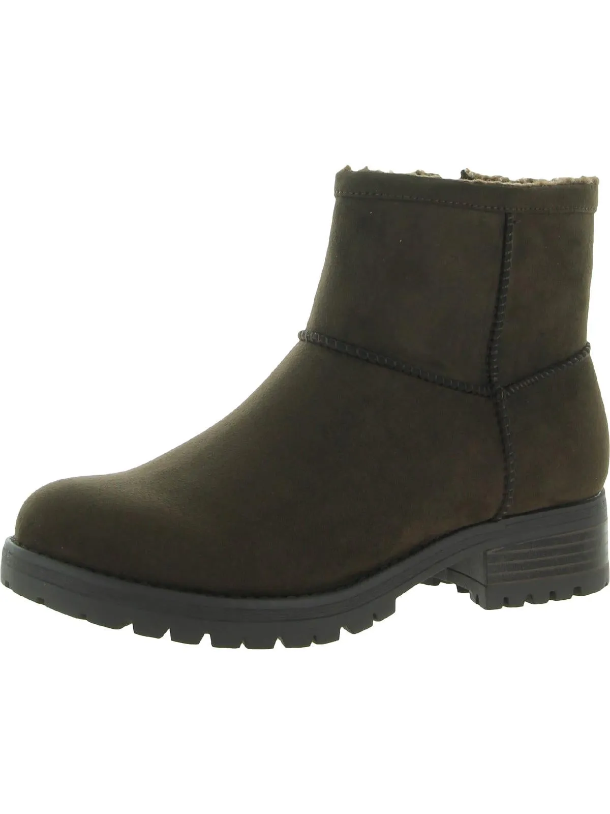Reformation Pay Up Womens Faux Suede Lugged Sole Ankle Boots