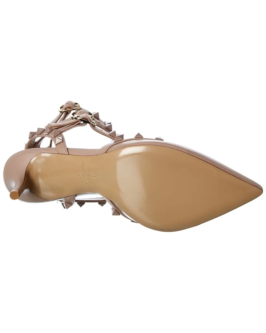 Valentino Rockstud Caged 65 Leather Ankle Strap Pump