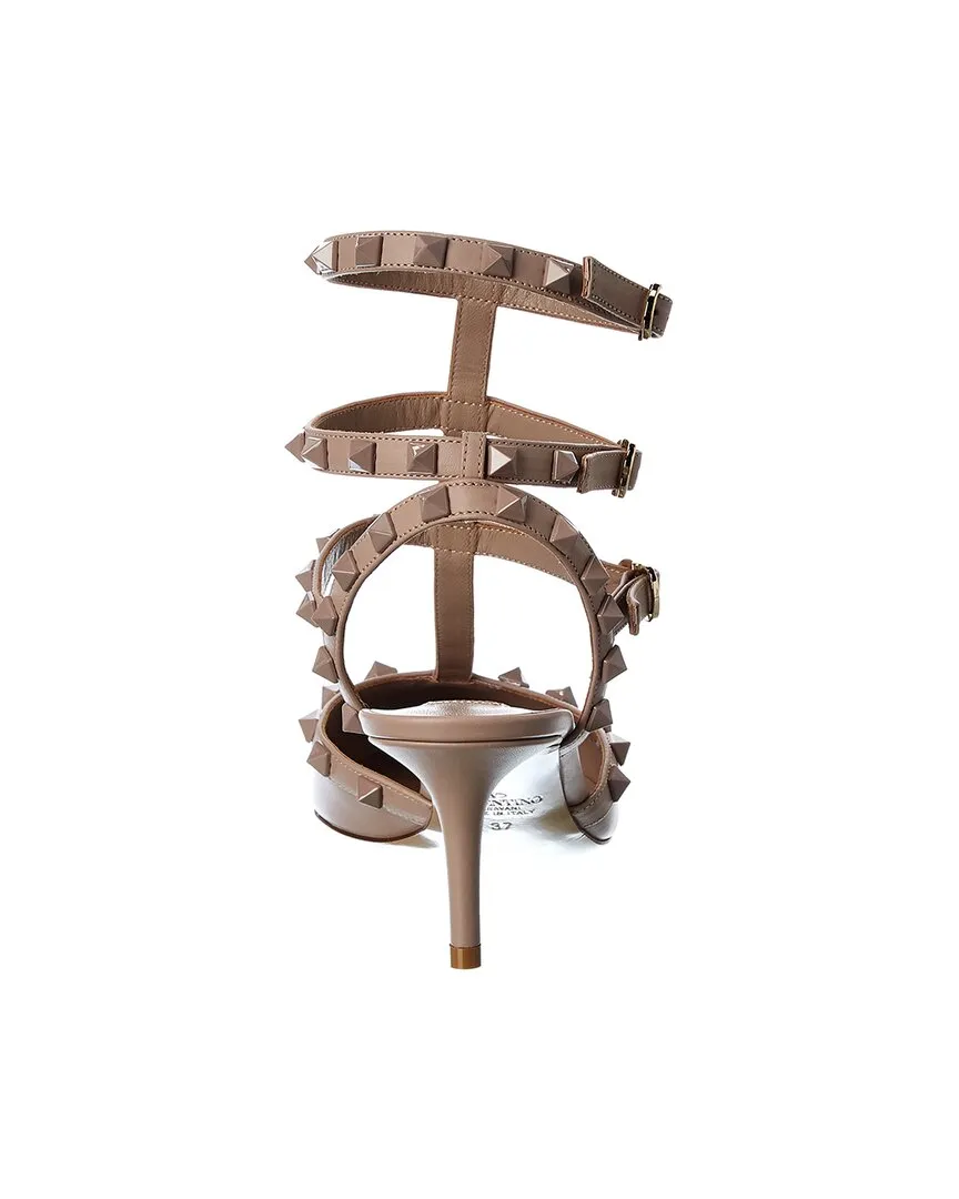 Valentino Rockstud Caged 65 Leather Ankle Strap Pump