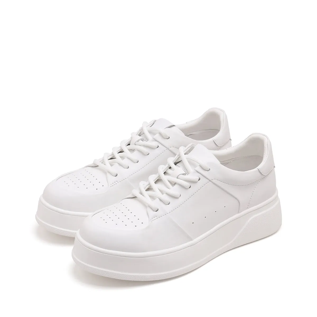 White strappy leather women's casual shoes (Women)