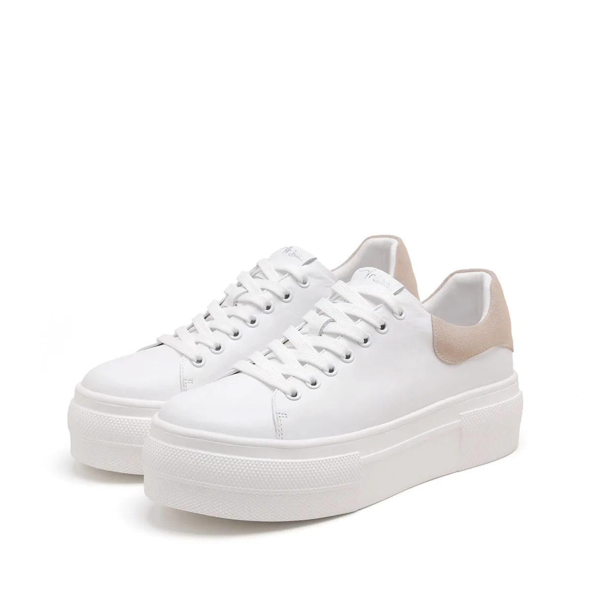 White/off-white heel women's leather casual shoes (Women)